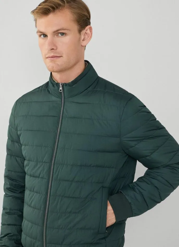 Men Padded Blouson Jacket Bottle Green Hackett London Coats and Jackets