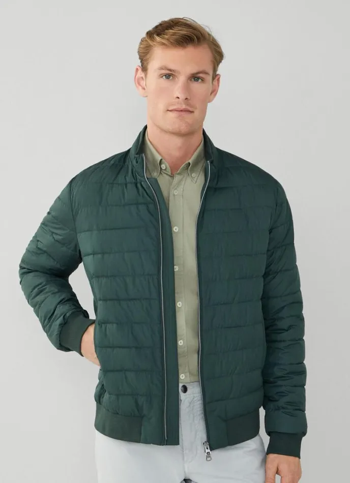 Men Padded Blouson Jacket Bottle Green Hackett London Coats and Jackets