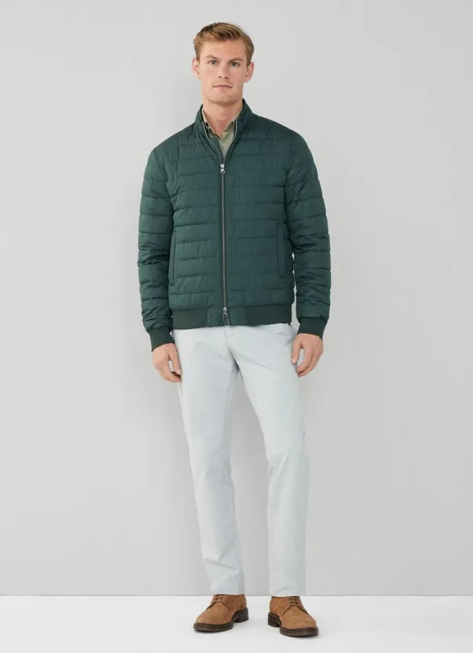 Men Padded Blouson Jacket Bottle Green Hackett London Coats and Jackets