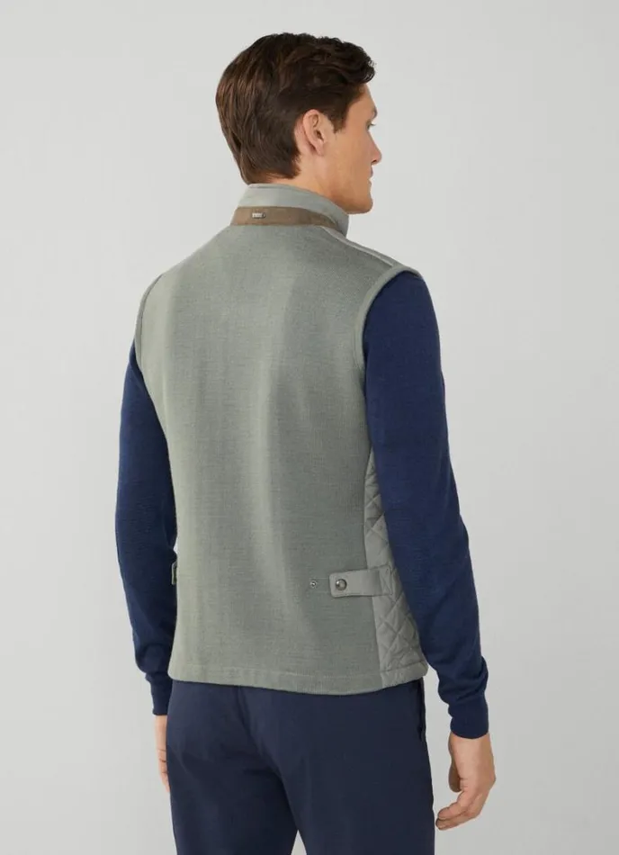Men Padded Hybrid Gilet Khaki Hackett London Coats and Jackets