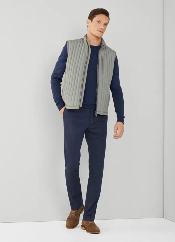 Men Padded Hybrid Gilet Khaki Hackett London Coats and Jackets