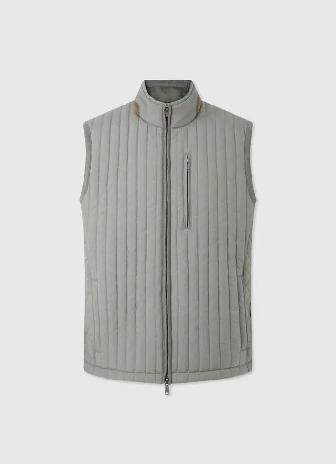 Men Padded Hybrid Gilet Khaki Hackett London Coats and Jackets