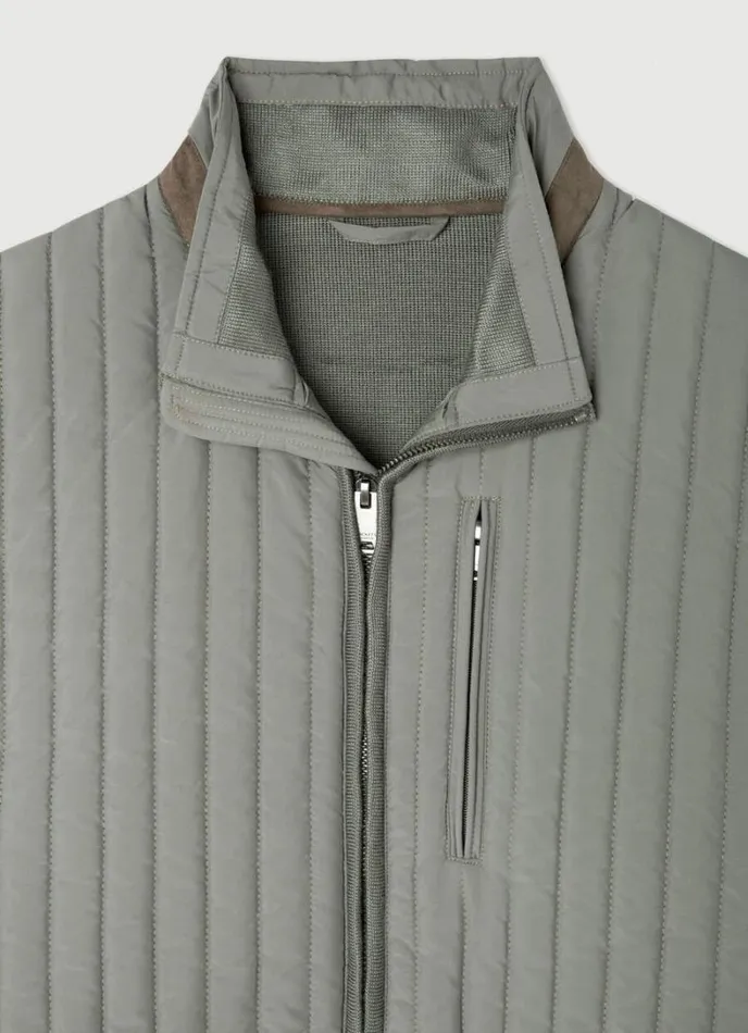 Men Padded Hybrid Gilet Khaki Hackett London Coats and Jackets