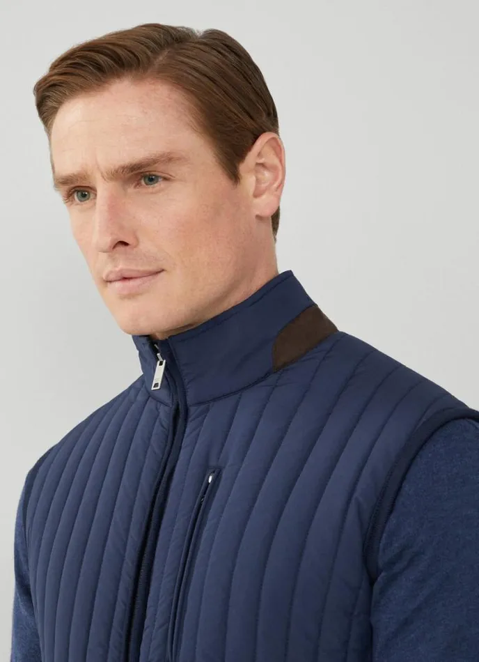 Men Padded Hybrid Gilet Navy Blazer Hackett London Coats and Jackets