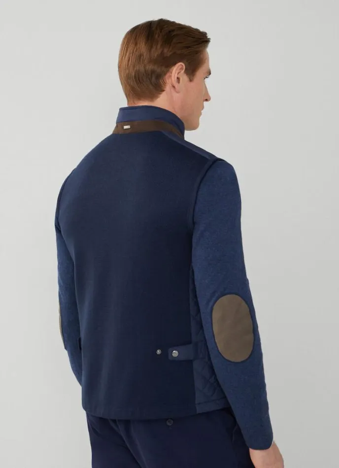 Men Padded Hybrid Gilet Navy Blazer Hackett London Coats and Jackets