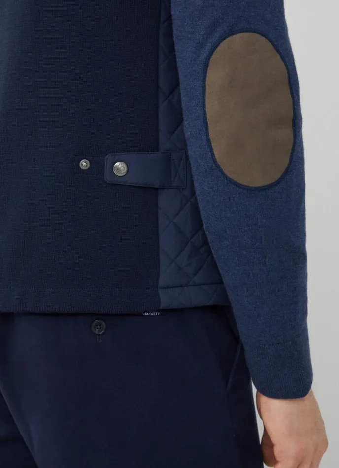 Men Padded Hybrid Gilet Navy Blazer Hackett London Coats and Jackets