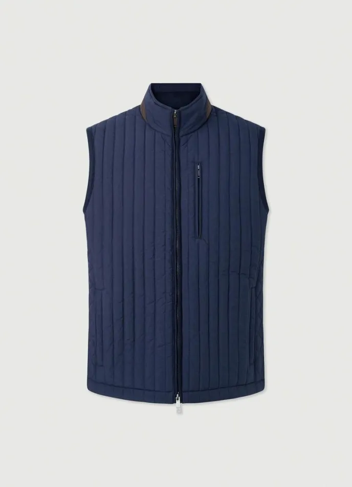 Men Padded Hybrid Gilet Navy Blazer Hackett London Coats and Jackets
