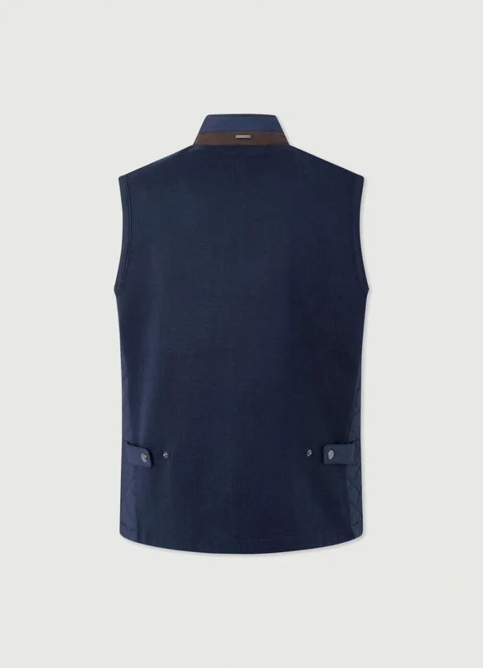 Men Padded Hybrid Gilet Navy Blazer Hackett London Coats and Jackets