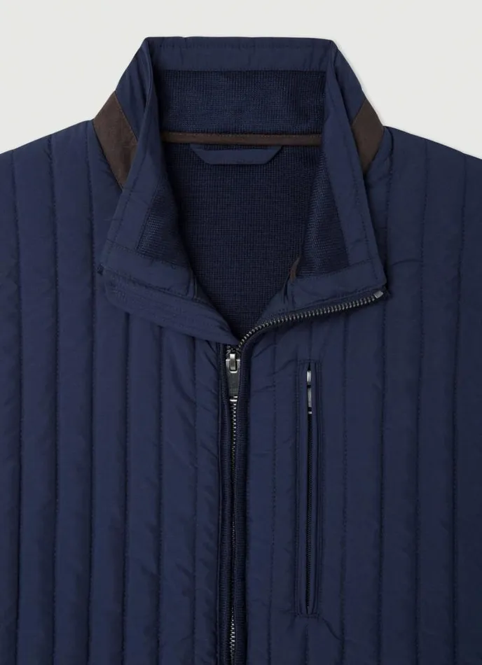 Men Padded Hybrid Gilet Navy Blazer Hackett London Coats and Jackets