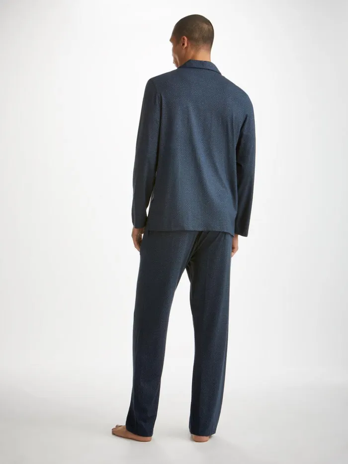 Men Pajamas London 12 Micro Modal Navy Derek Rose Long Pajamas