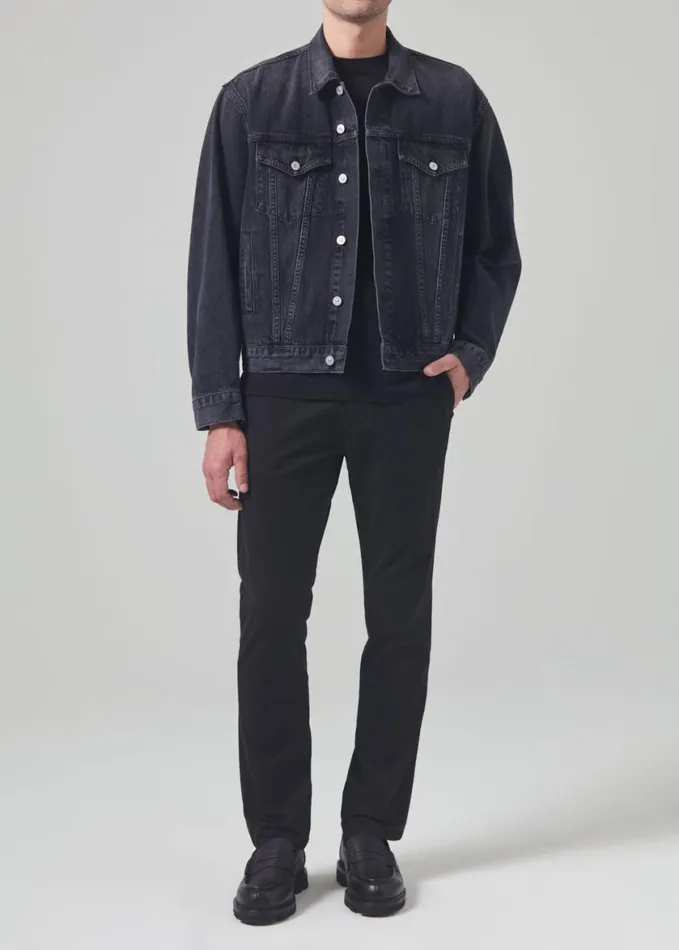 Men Pants Citizens Of Humanity London Tapered Slim Italian Twill Washed Black