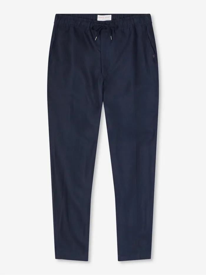 Men Pants Sydney 2 Linen Navy Derek Rose Casual Pants