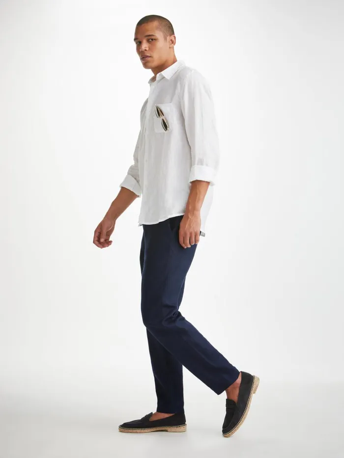 Men Pants Sydney 2 Linen Navy Derek Rose Casual Pants