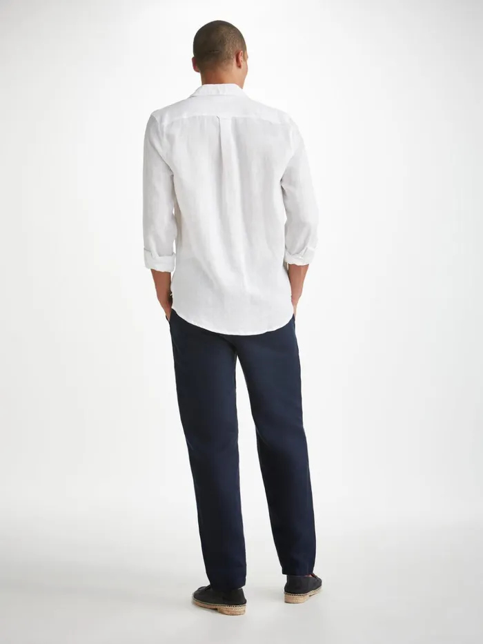 Men Pants Sydney 2 Linen Navy Derek Rose Casual Pants