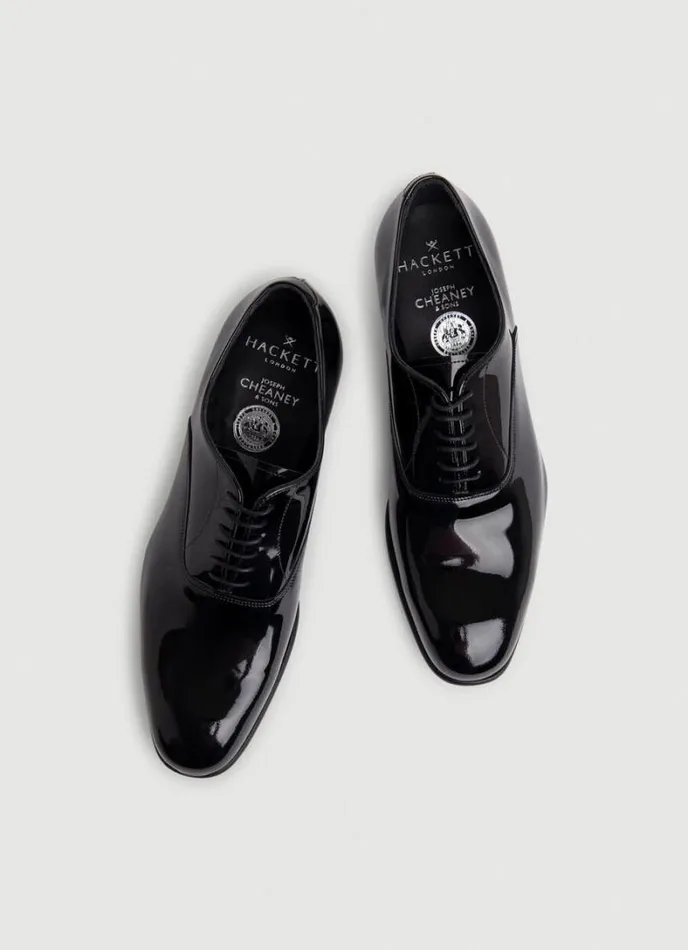 Men Patent Leather Oxford Shoes Black Hackett London Hackett X Cheaney