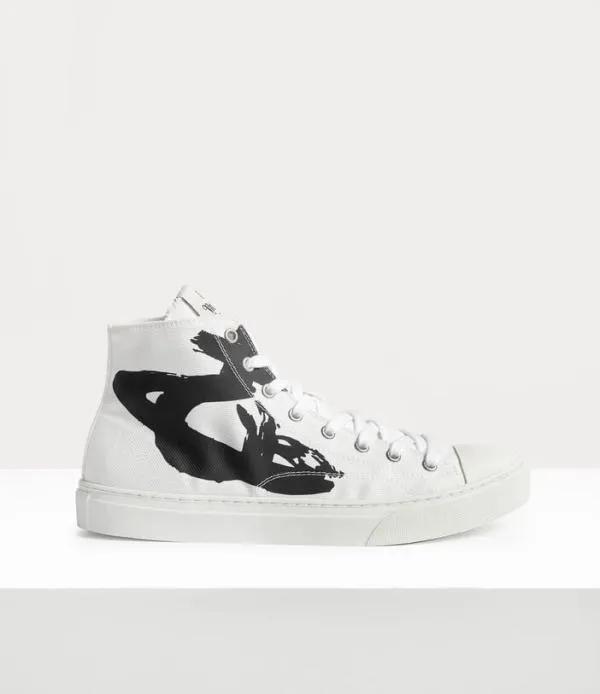 Men Plimsoll High Top Trainer Black On White Viviennewestwood Trainers