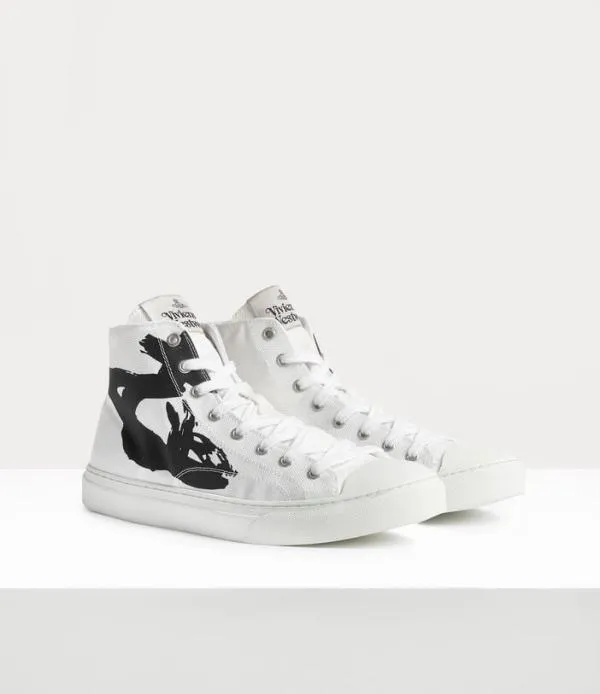 Men Plimsoll High Top Trainer Black On White Viviennewestwood Trainers