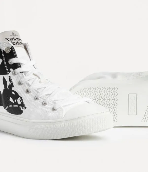 Men Plimsoll High Top Trainer Black On White Viviennewestwood Trainers