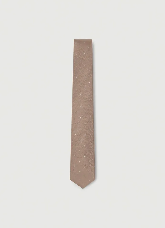 Men Polka Dot Silk Tie Champagne Beige Hackett London Ties and Pocket Squares