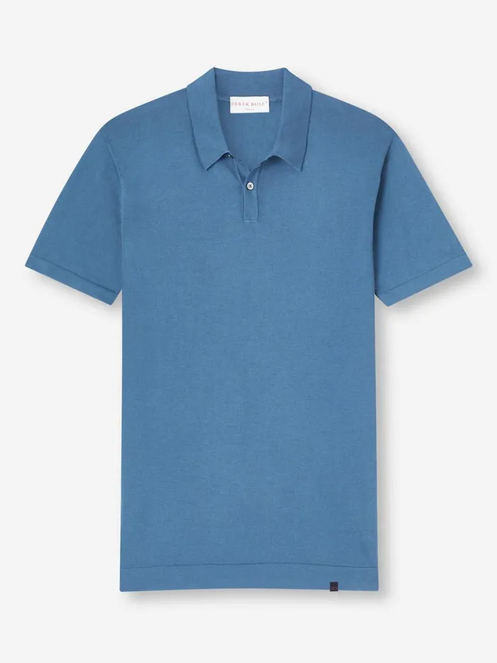 Men Polo Shirt Jacob Sea Island Cotton Blue Derek Rose Sea Island Cotton Polo Shirts