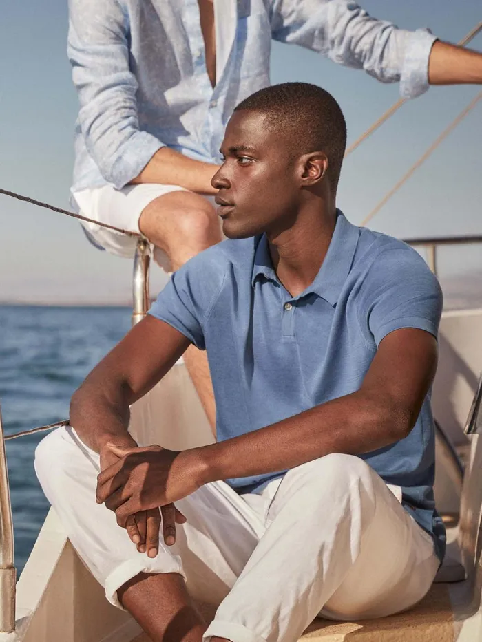 Men Polo Shirt Jacob Sea Island Cotton Blue Derek Rose Sea Island Cotton Polo Shirts