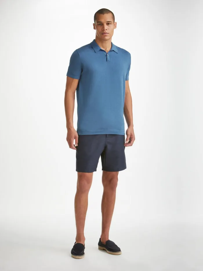 Men Polo Shirt Jacob Sea Island Cotton Blue Derek Rose Sea Island Cotton Polo Shirts