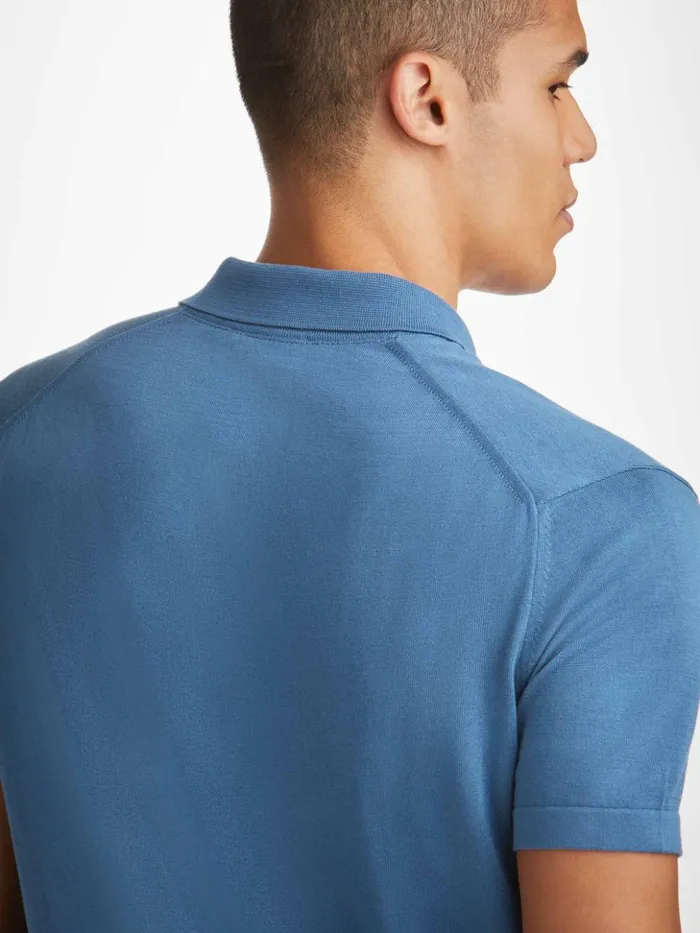 Men Polo Shirt Jacob Sea Island Cotton Blue Derek Rose Sea Island Cotton Polo Shirts