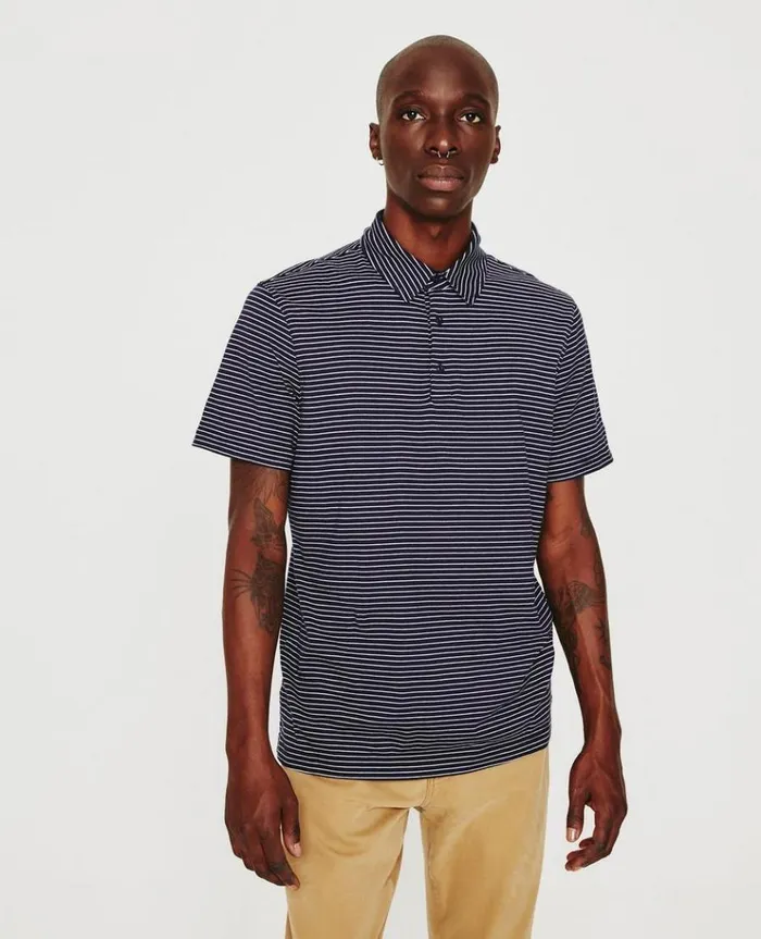 Men Polos AG Jeans Bryce SS Polo Deep AegeanTrue White