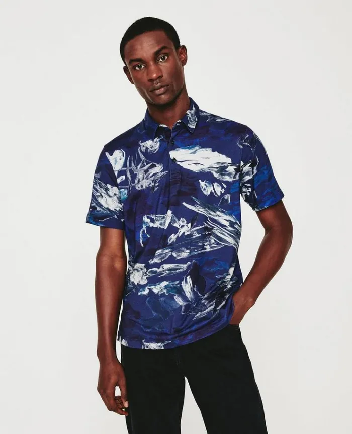 Men Polos AG Jeans Bryce SS Polo Garden Camo Navy Multi