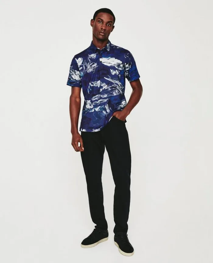 Men Polos AG Jeans Bryce SS Polo Garden Camo Navy Multi Men Polos AG Jeans Bryce SS Polo Garden Camo Navy Multi