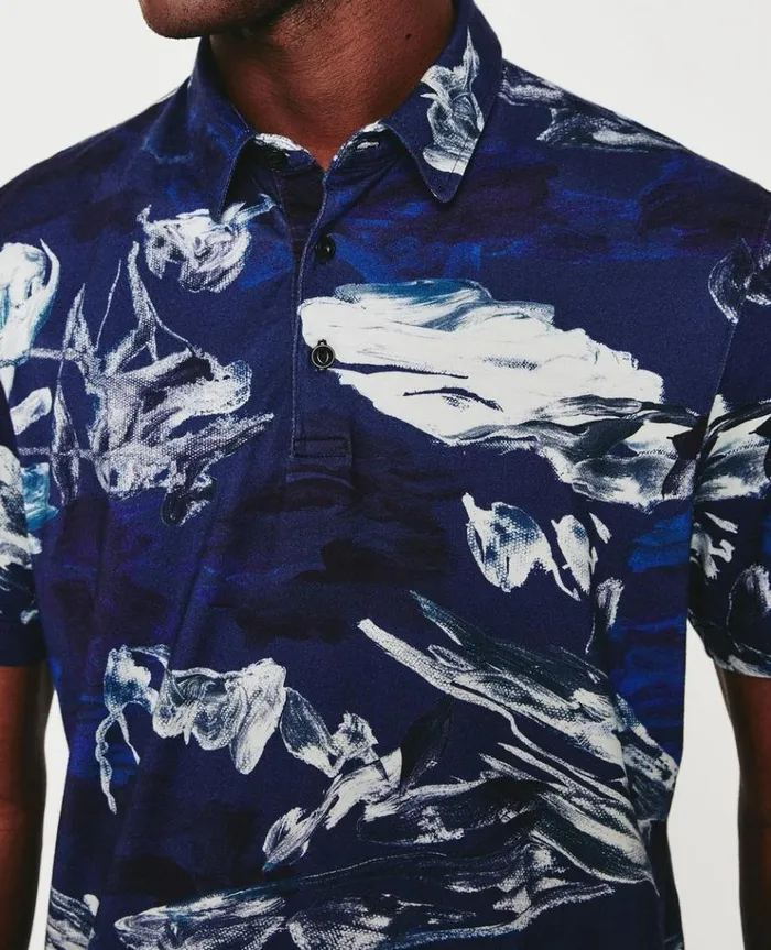 Men Polos AG Jeans Bryce SS Polo Garden Camo Navy Multi Men Polos AG Jeans Bryce SS Polo Garden Camo Navy Multi