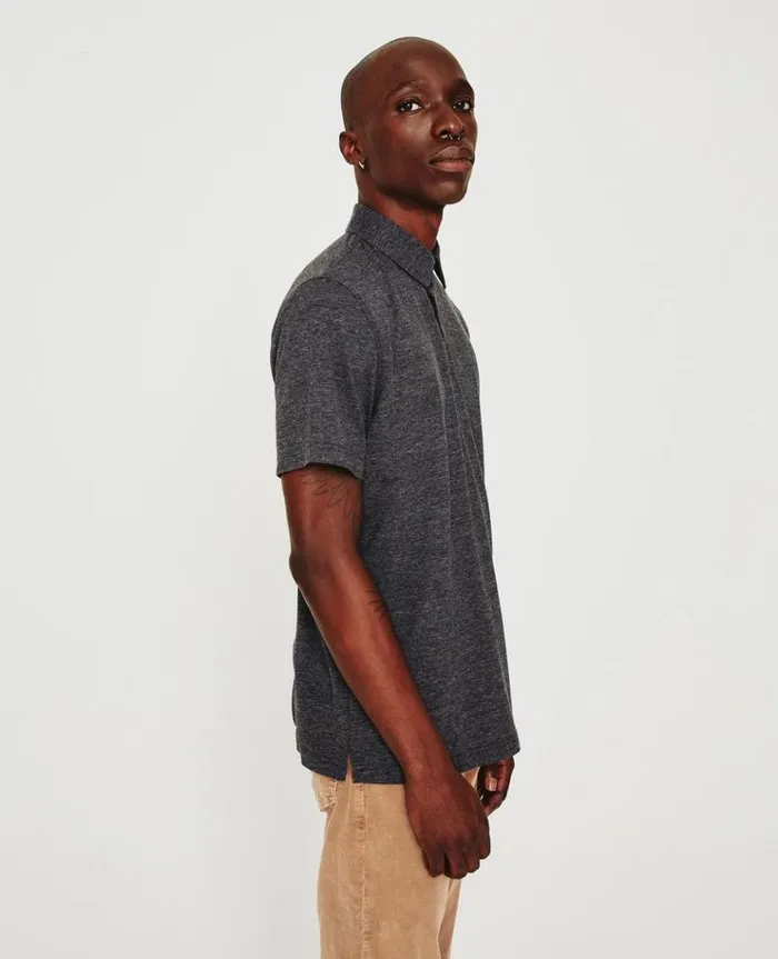 Men Polos AG Jeans Bryce SS Polo Heather Charcoal Men Polos AG Jeans Bryce SS Polo Heather Charcoal