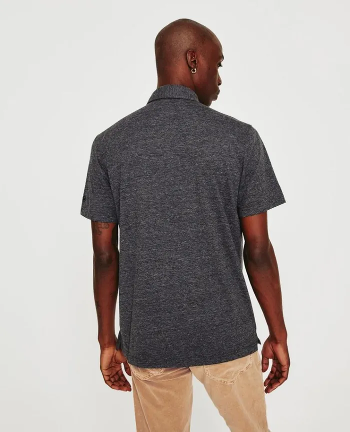 Men Polos AG Jeans Bryce SS Polo Heather Charcoal Men Polos AG Jeans Bryce SS Polo Heather Charcoal