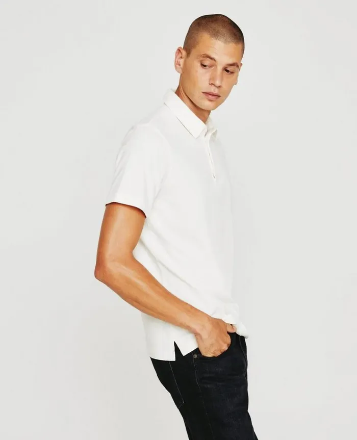 Men Polos AG Jeans Bryce SS Polo Ivory Dust Men Polos AG Jeans Bryce SS Polo Ivory Dust