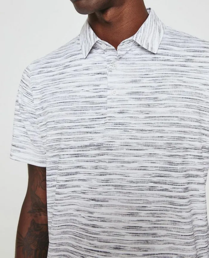 Men Polos AG Jeans Bryce SS Polo Slub Stripe Light Grey Men Polos AG Jeans Bryce SS Polo Slub Stripe Light Grey