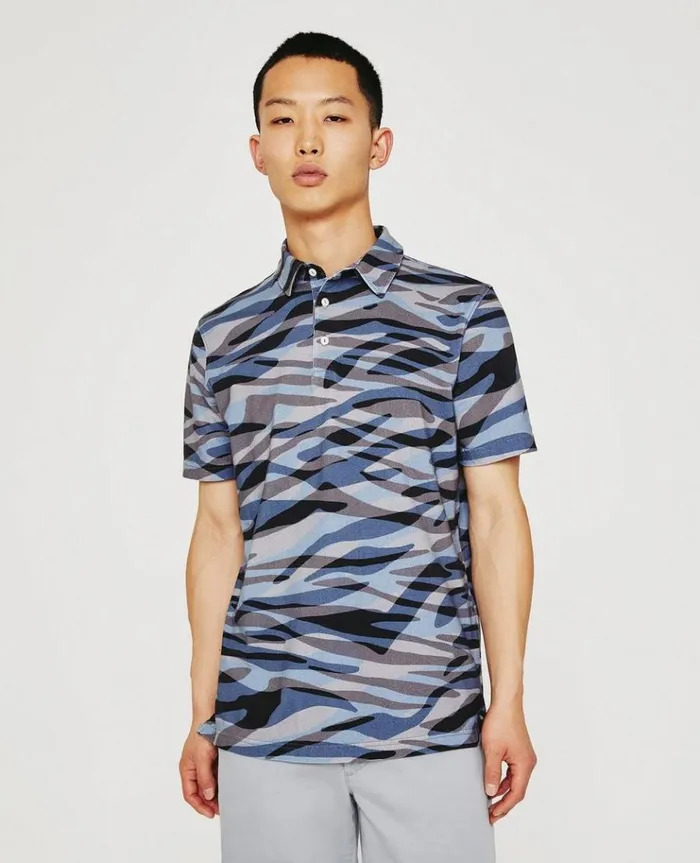 Men Polos AG Jeans Bryce SS Polo Water Zebra Crossing