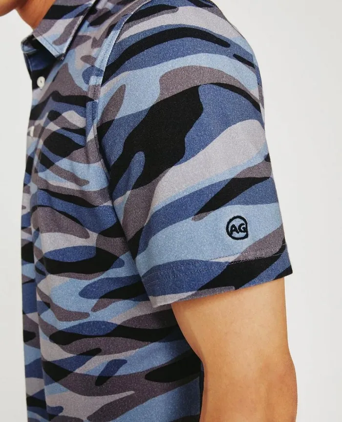 Men Polos AG Jeans Bryce SS Polo Water Zebra Crossing Men Polos AG Jeans Bryce SS Polo Water Zebra Crossing