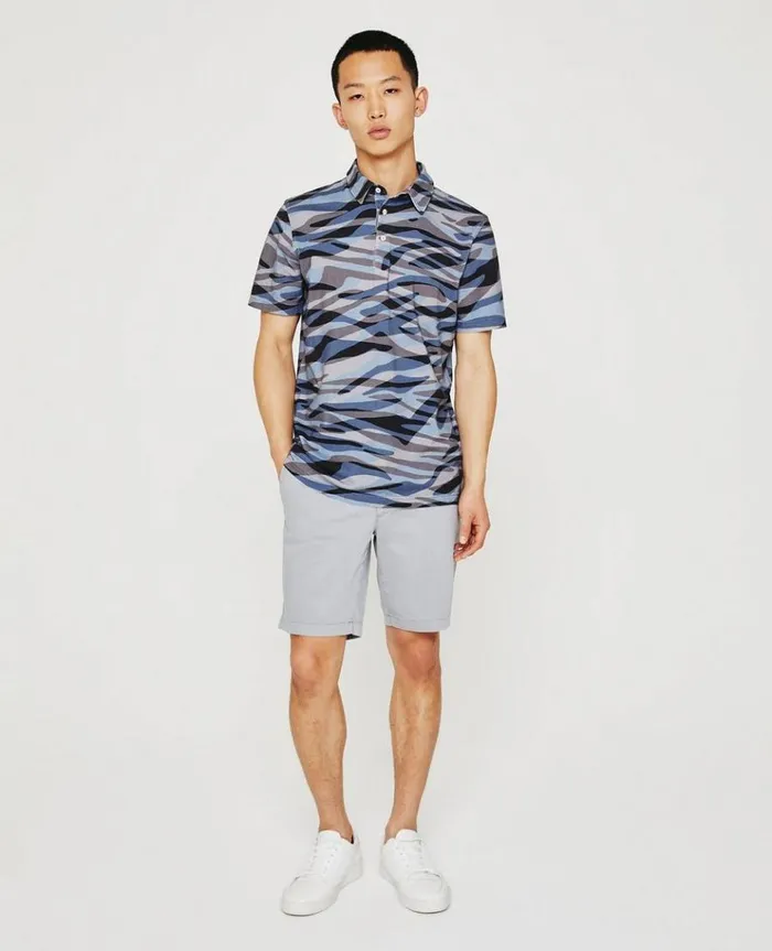 Men Polos AG Jeans Bryce SS Polo Water Zebra Crossing Men Polos AG Jeans Bryce SS Polo Water Zebra Crossing