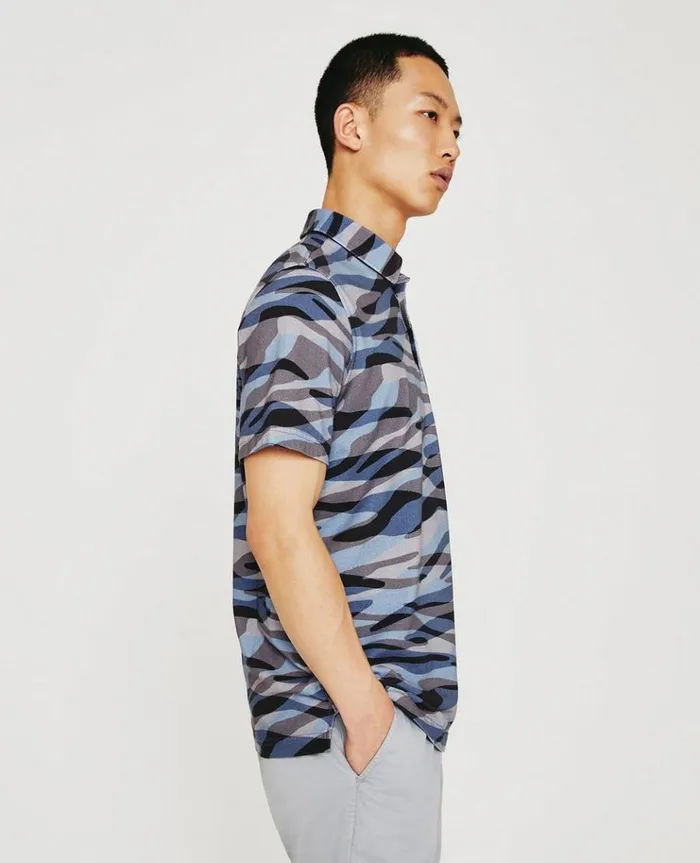 Men Polos AG Jeans Bryce SS Polo Water Zebra Crossing Men Polos AG Jeans Bryce SS Polo Water Zebra Crossing