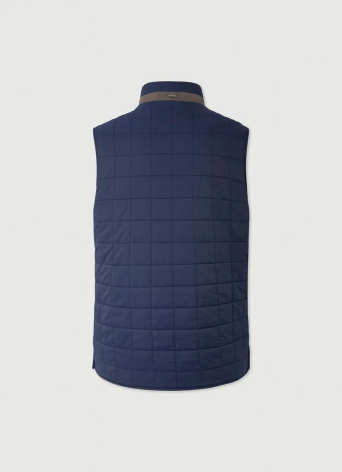 Men Reversible Wool And Nylon Gilet Navy Hackett London Gilets