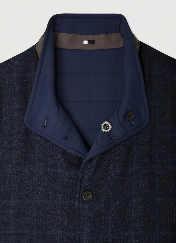 Men Reversible Wool And Nylon Gilet Navy Hackett London Gilets