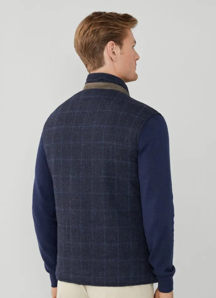 Men Reversible Wool And Nylon Gilet Navy Hackett London Gilets