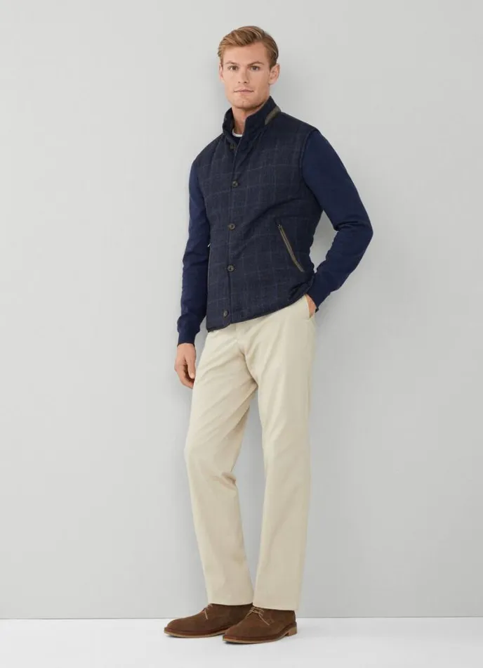 Men Reversible Wool And Nylon Gilet Navy Hackett London Gilets