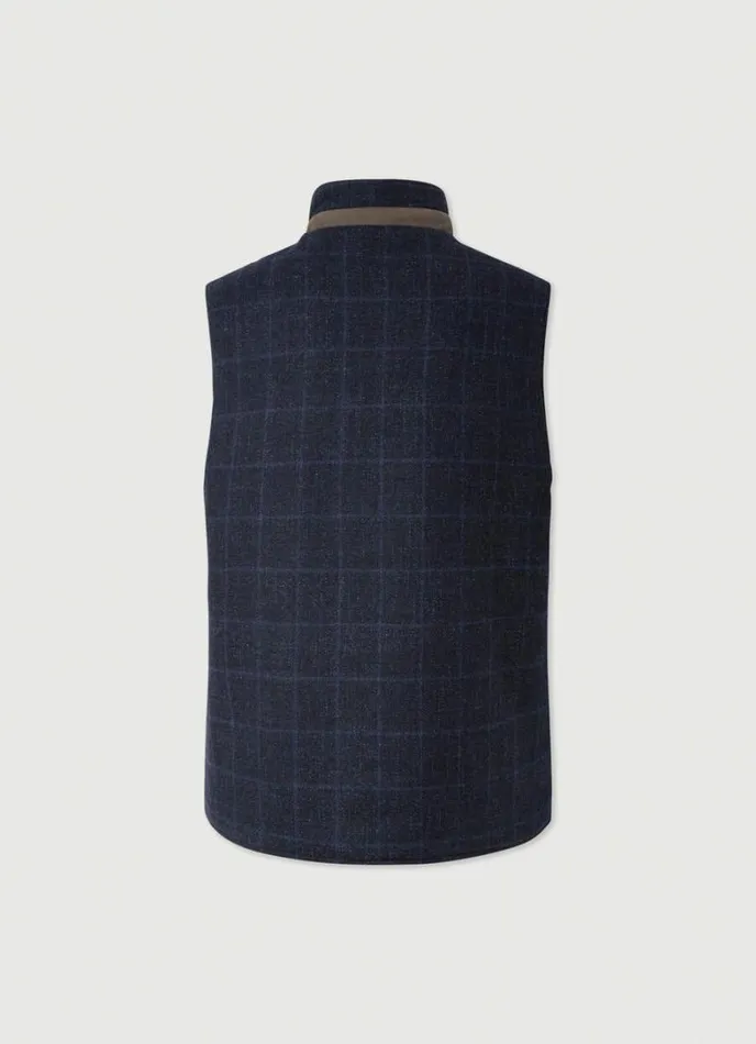 Men Reversible Wool And Nylon Gilet Navy Hackett London Gilets