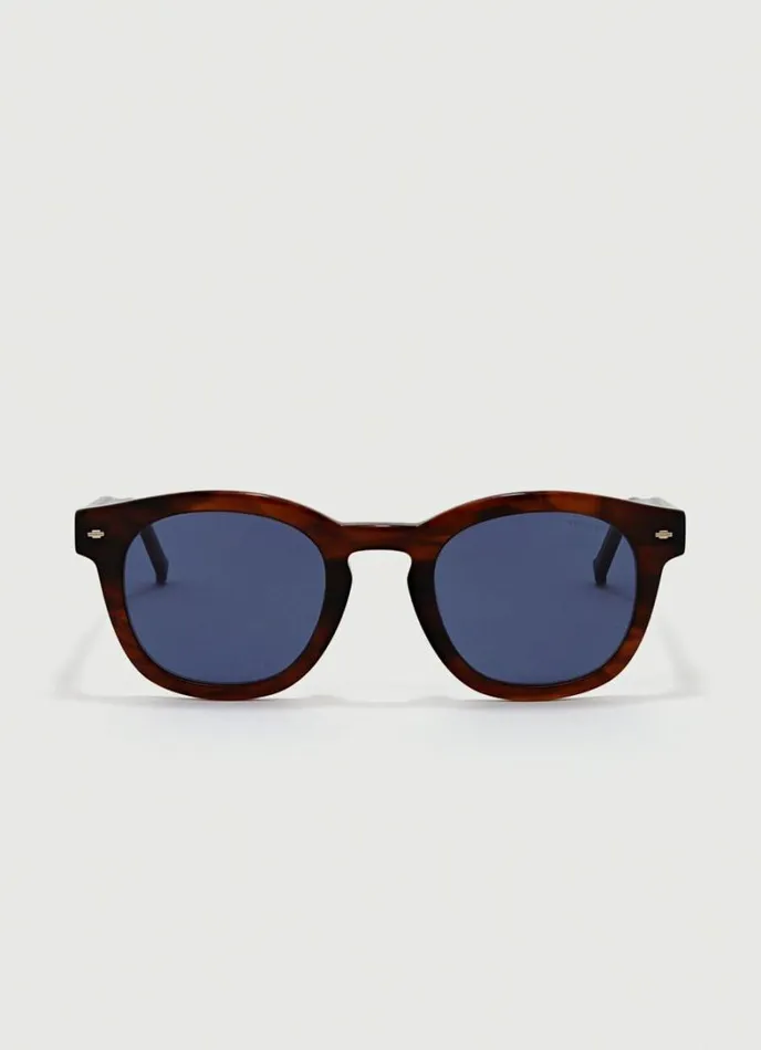 Men Round Sunglasses Tan Brown Hackett London Sunglasses
