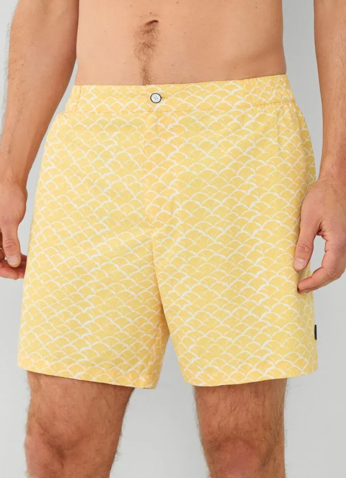Men Shell Swim Shorts Yellow Hackett London Swimwear
