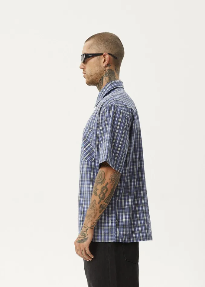 Men Shirts Afends AFENDS Mens Shipwreck 8211 Short Sleeve Shirt 8211 Marlin