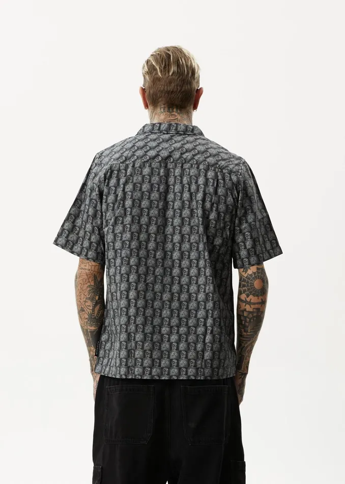 Men Shirts Afends AFENDS Mens Worldstar 8211 Cuban Short Sleeve Shirt 8211 Black