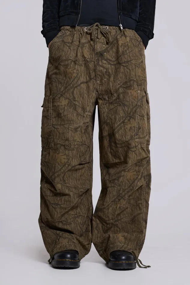 Men Shop Forest Camo Parachute Pants Jaded London Bestsellers