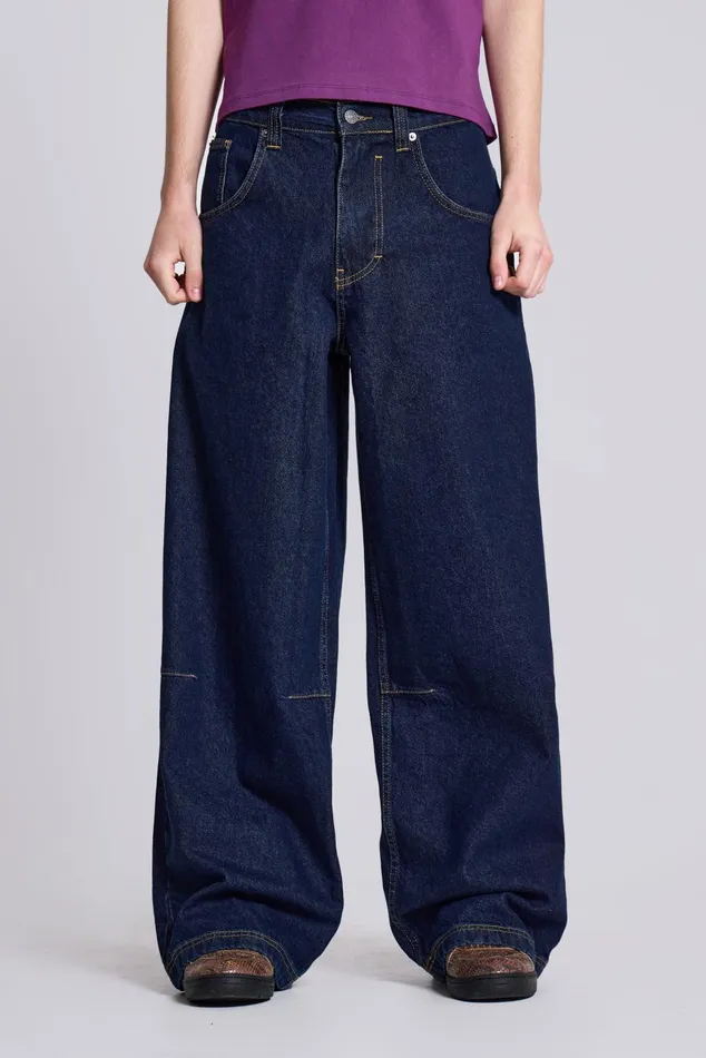 Men Shop Indigo Low Rise Colossus Baggy Jeans Jaded London Bestsellers